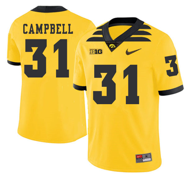 2019 Men #31 Jack Campbell Iowa Hawkeyes College Football Alternate Jerseys Sale-Gold